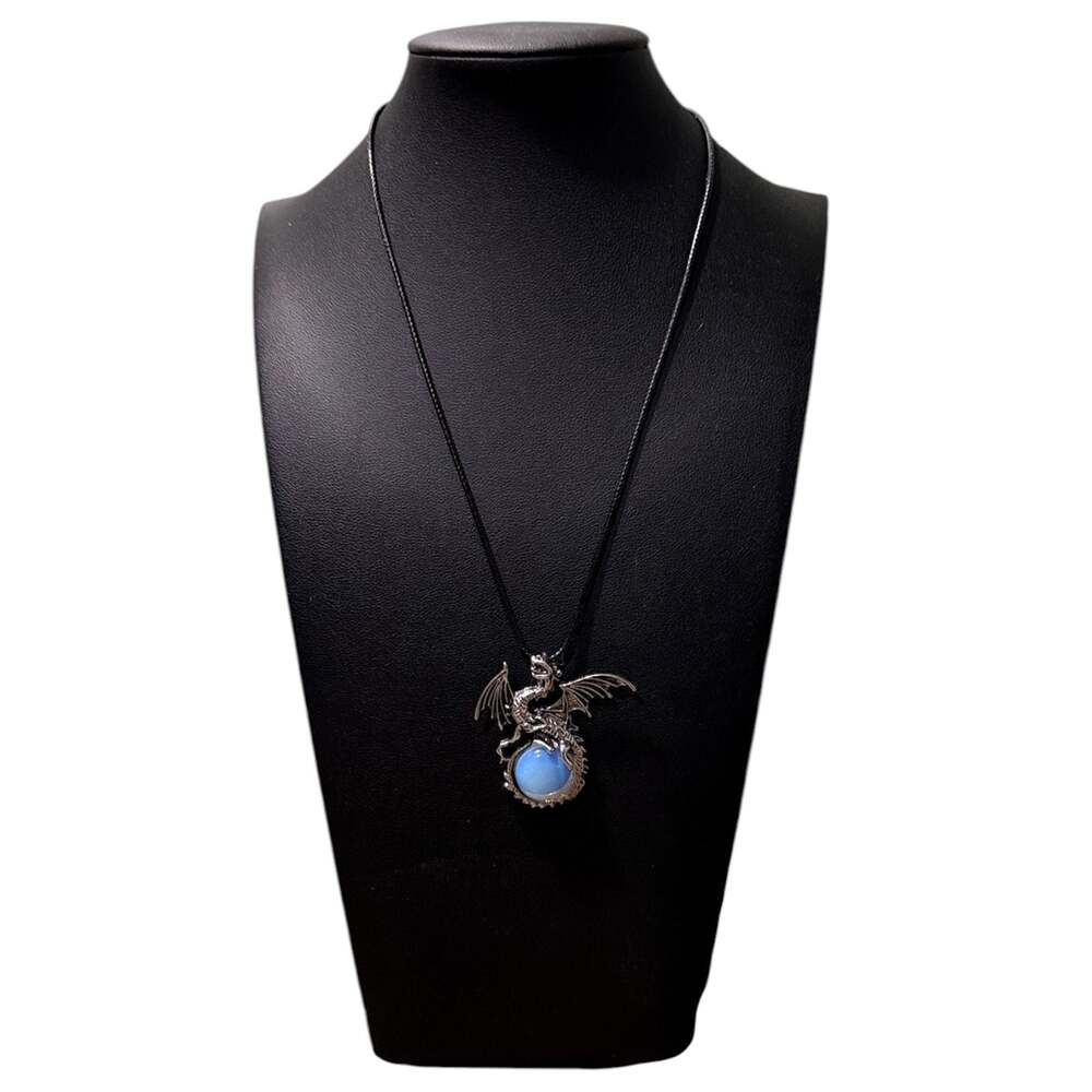 Opalite Dragon Pendant Black Cord Necklace - Picture 3 of 3